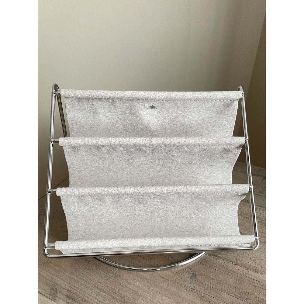 Umbra Hammock Accessory Organizer Grey Suede Chrome Desktop Stand 1009653-158